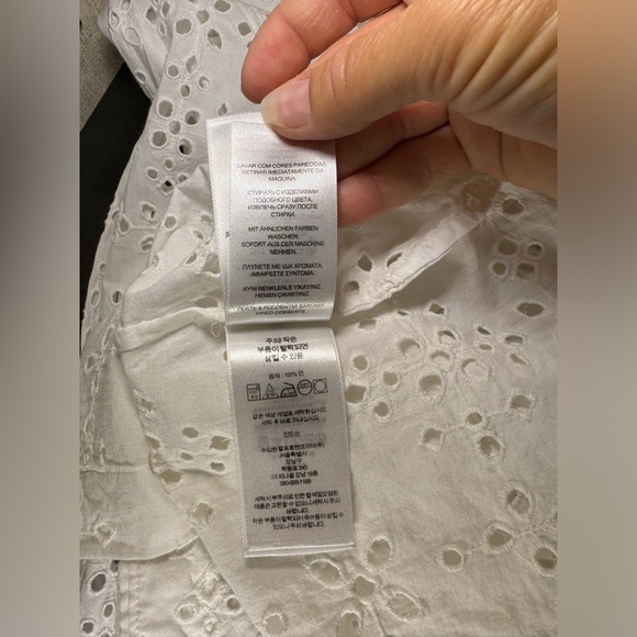 Lauren Ralph Lauren Black Label White Eyelet Long Sleeve Button Down Shirt SizeM - Picture 10 of 12